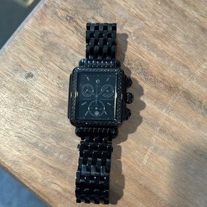COPY - Michele Noir Deco Diamond Watch